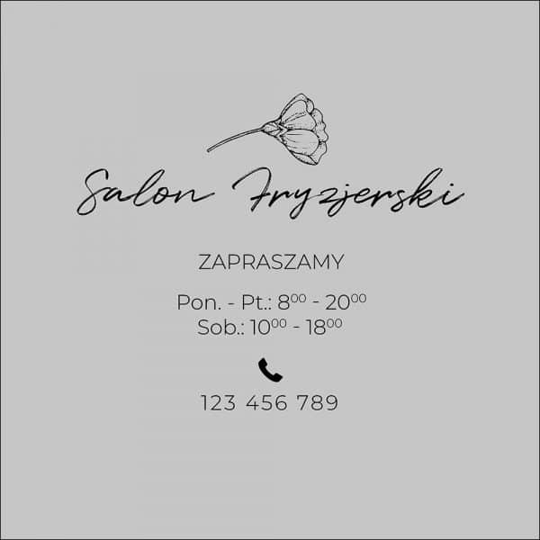 okleina okienna do salonu fryzjerskiego z godzinami otwarcia