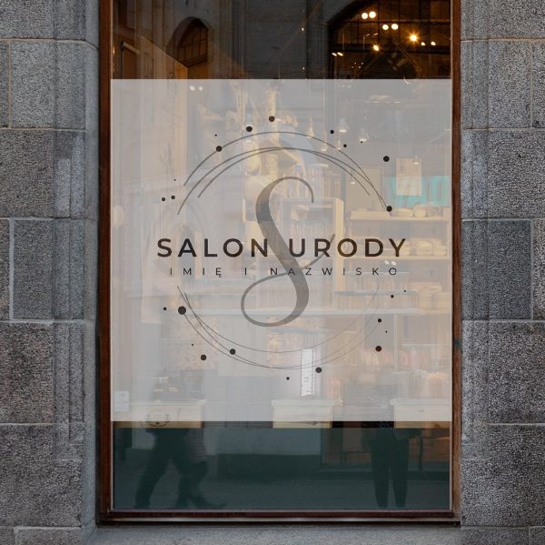 okleina na szybę z logo salonu urody