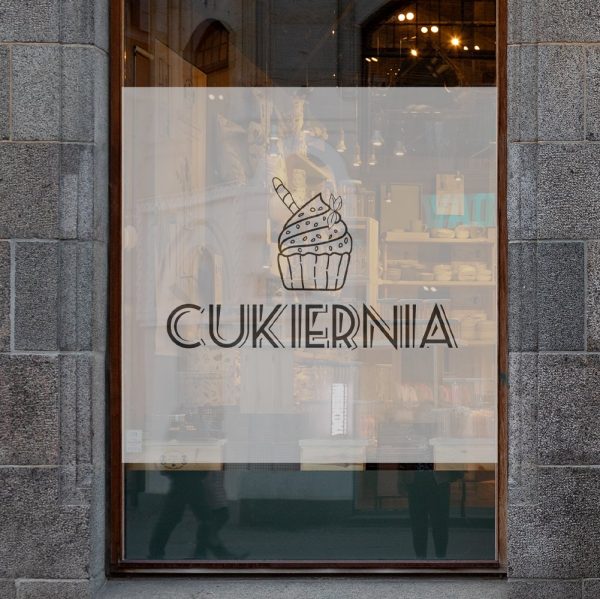 naklejka na szybę do cukierni