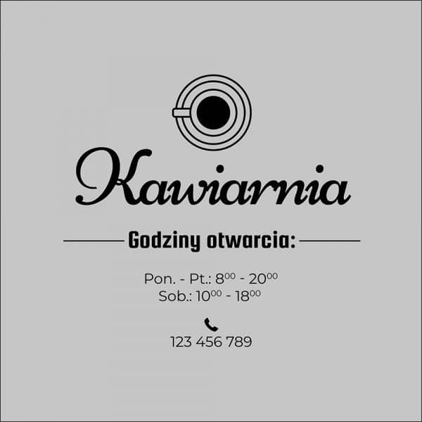 naklejka na witrynę do kawiarni z numerem telefonu