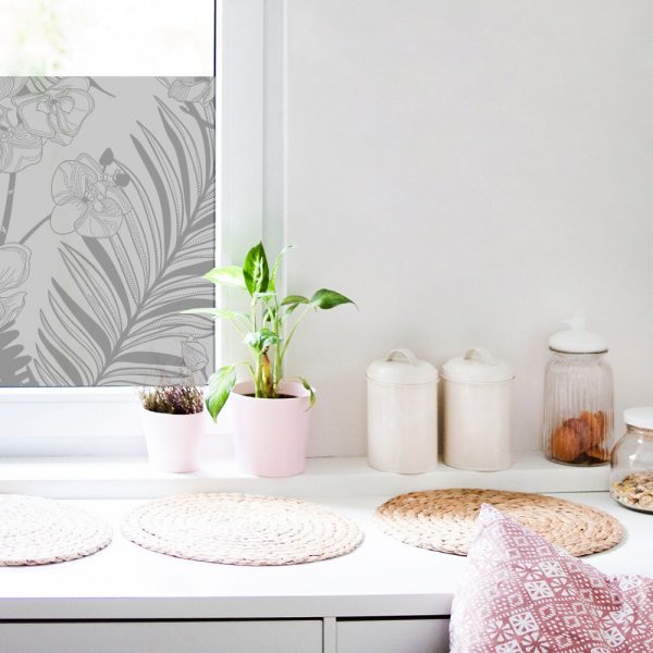 mrożona na okno naklejka tropikalne rośliny