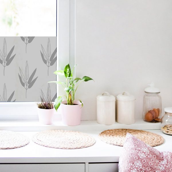 naklejka na szybę z motywem listków bambusów