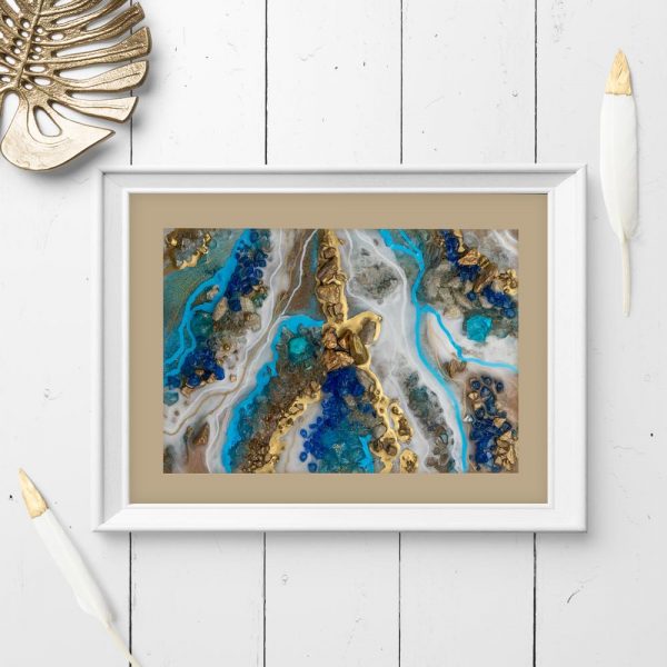 plakat niebiesko-żółty