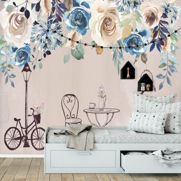 fototapeta z różami, bezowa z motywem kwiatowym