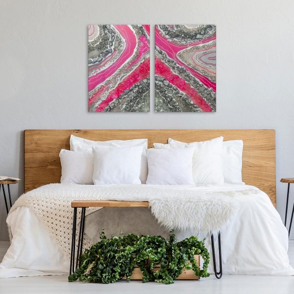 dyptyk do sypialni z reprodukcją obrazu żywicznego