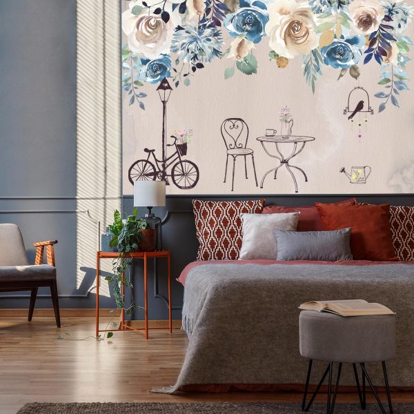 fototapeta z różami, bezowa z motywem kwiatowym