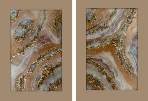 dyptyk z żywiczną abstrakcją