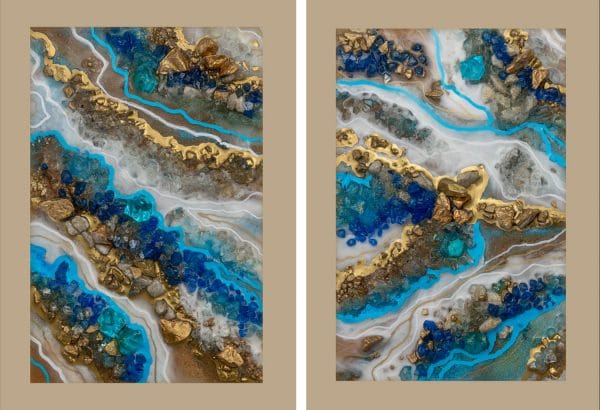 dyptyk z motywem żywicznym