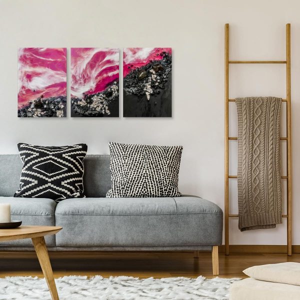 dekoracja różowa jako tryptyk żywiczny