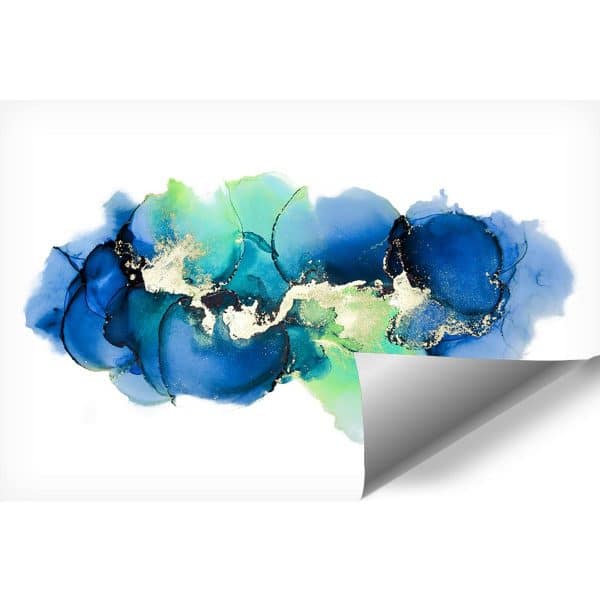 Tapeta z niebieskimi, akwarelowymi plamami