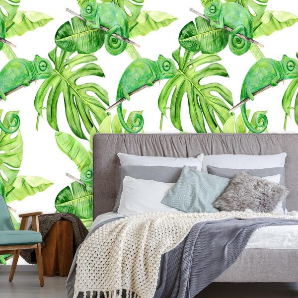 zielone botaniczne wzory jako fototapeta