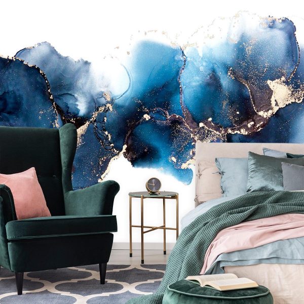 złota tapeta do sypialni