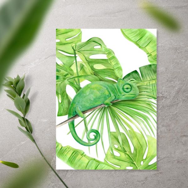 monstera i liście na plakacie