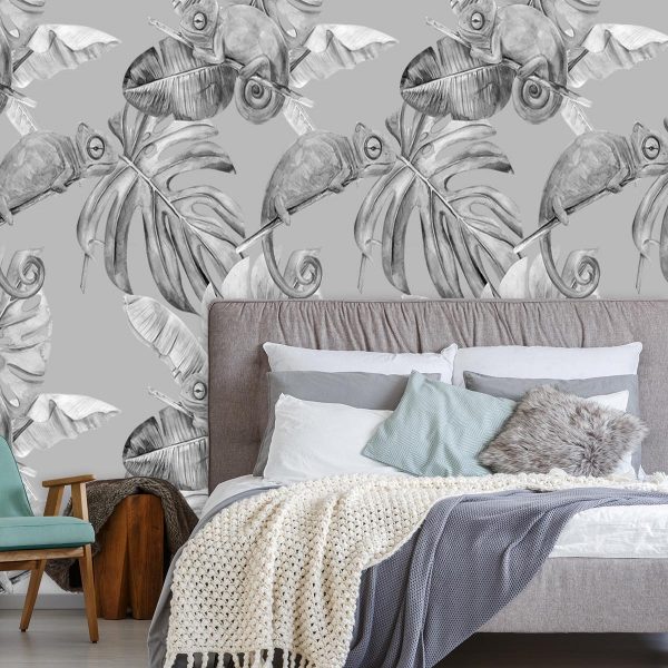 tropikalna dekoracja w czarno-białych kolorach