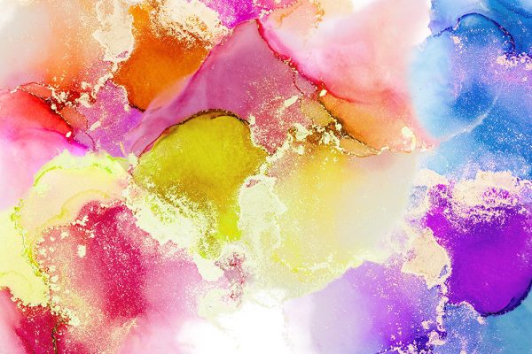 fototapeta akwarelowa rózowa, zółta, fioletowa