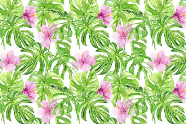 Papierowa tapeta z tropikalnymi roślinami