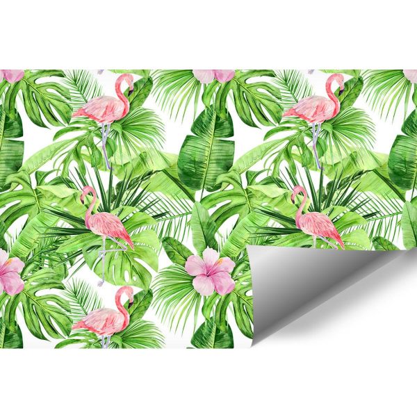 Fototapeta z roślinami i flamingami