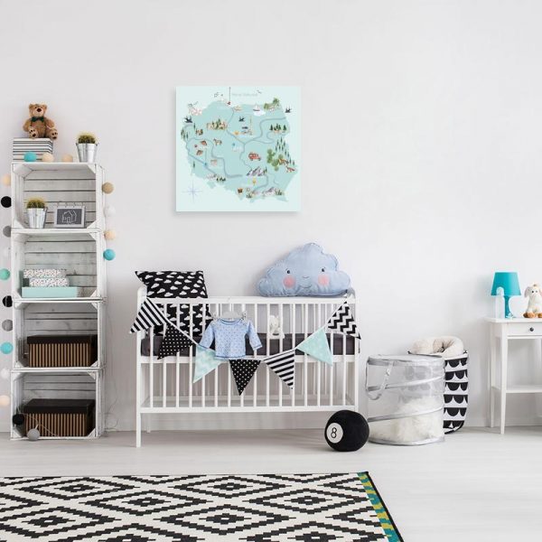 dekoracja niebieska z mapą