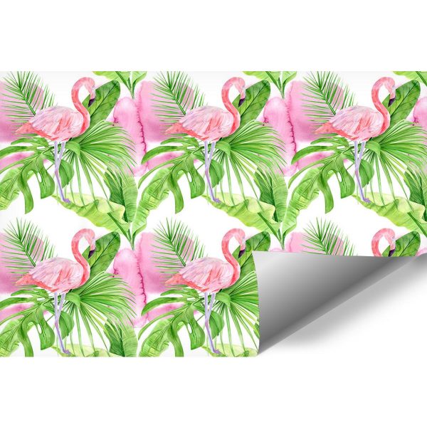 Tapeta z flamingami na tle tropikalnych liści