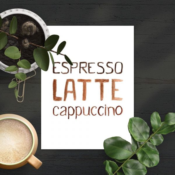 kawa w brązie na plakacie