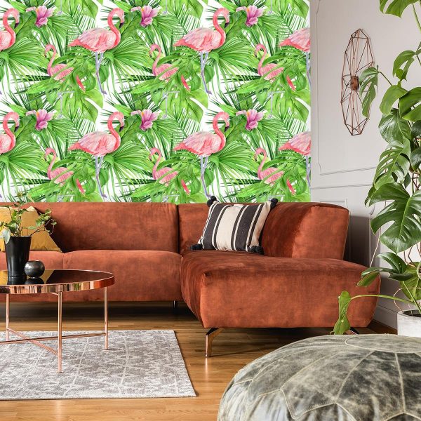 tapeta z motywem flamingów
