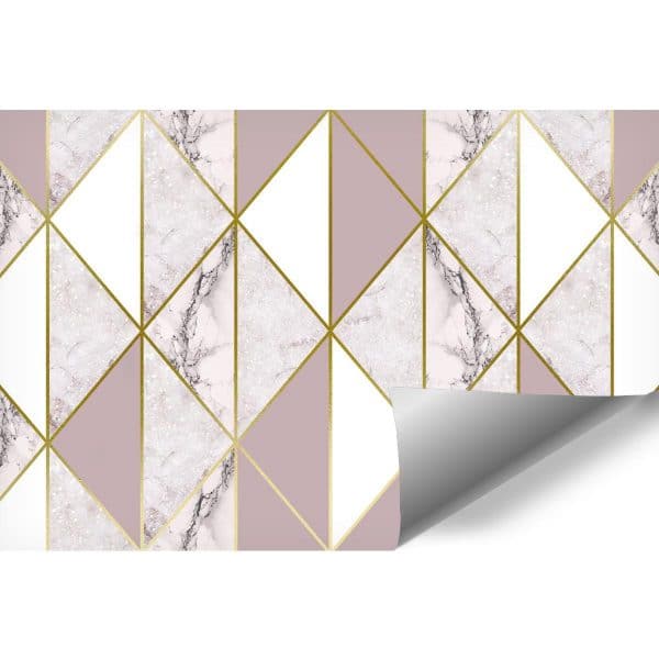 Marmurowa mozaika w różu i złocie jako fototapeta
