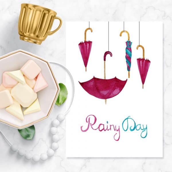 Plakat z napisem rainy day