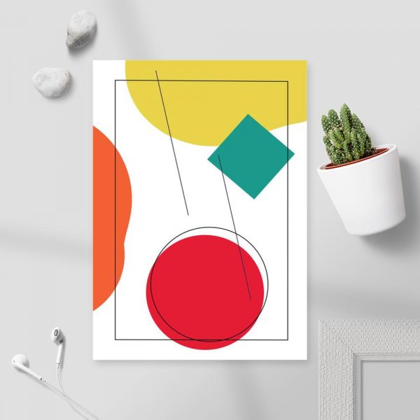 Papierowa dekoracja do ramy z geometrycznymi kształtami