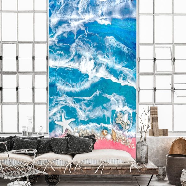 Fototapeta do salonu z muszlami kamieniami i morzem