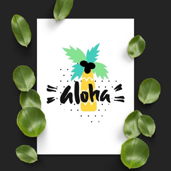 plakat z hawajskim motywem