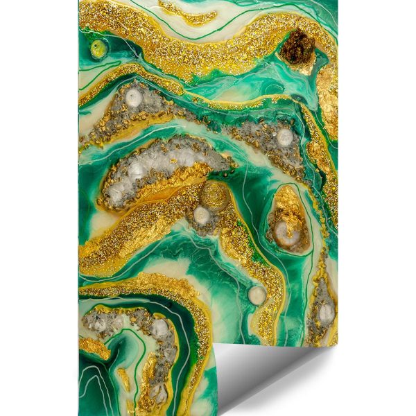 żółto zielona abstrakcja na fototapecie