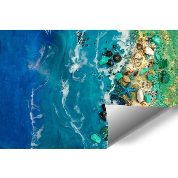 Fototapeta sztuka żywiczna motyw morski turkus kamienie
