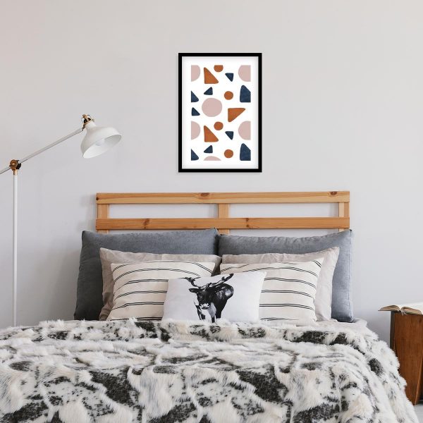 Pastelowy plakat z motywem figur geometrycznych