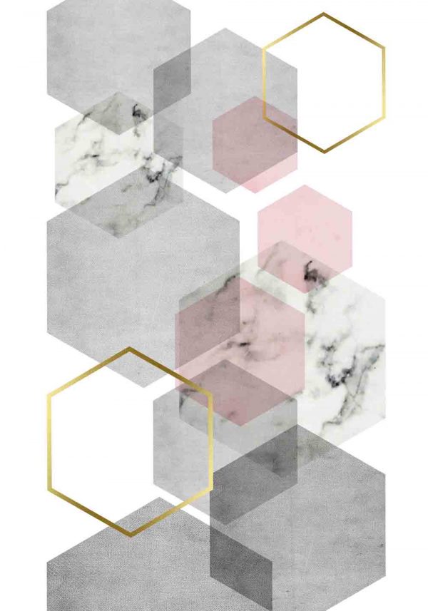 plakat z szarymi sześciokątami