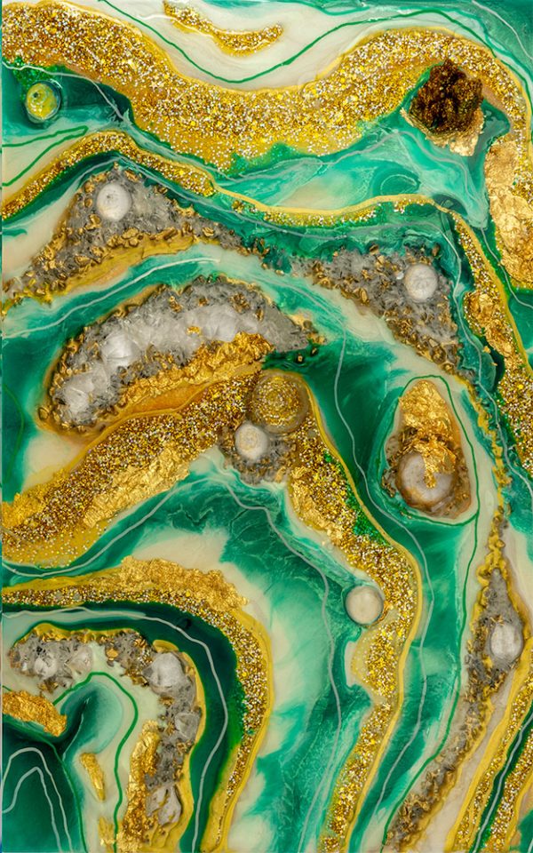 fototapeta zielona abstrakcja aż żółtym dodatkiem