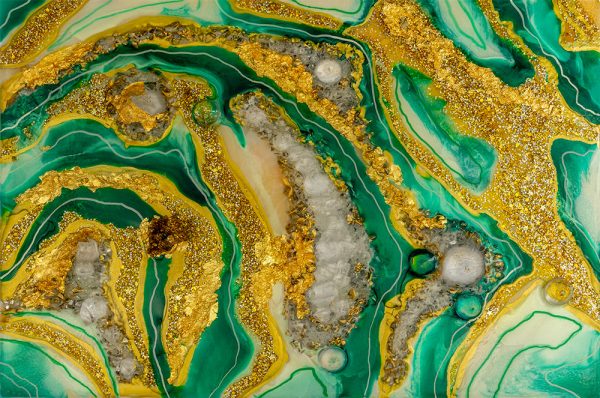 fototapeta geode abstrakcja ze złotymi paskami