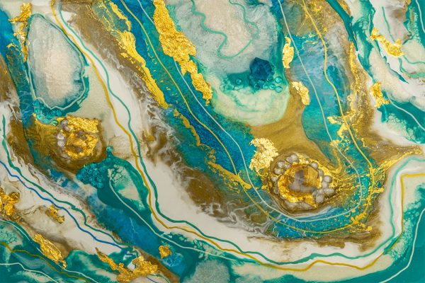 fototapeta sztuka żywiczna motyw abstrakcyjny złoto kamienie