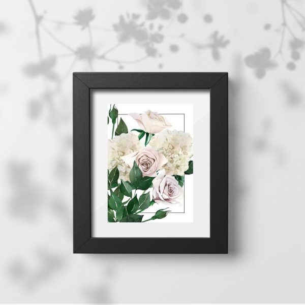 plakat z delikatnymi kwiatami