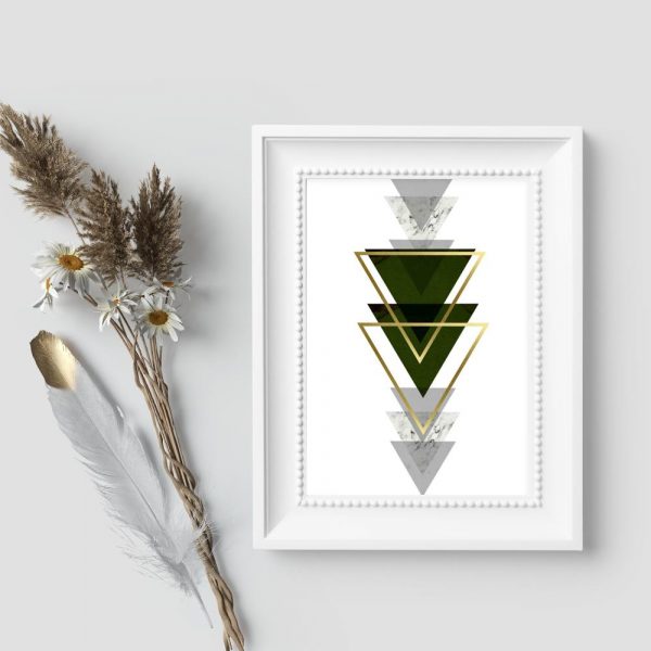 plakat z trójkątną abstrakcją