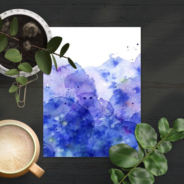 Plakat do oprawienia z abstrakcją w niebieskiej tonacji