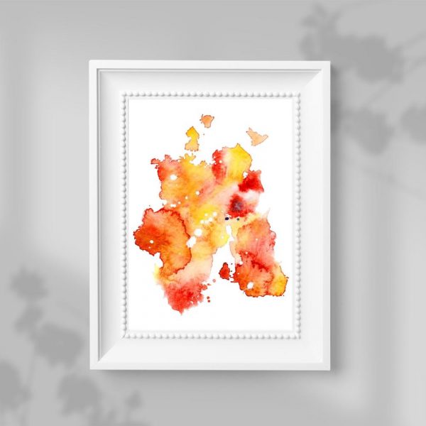 plakat z pomarańczową abstrakcją