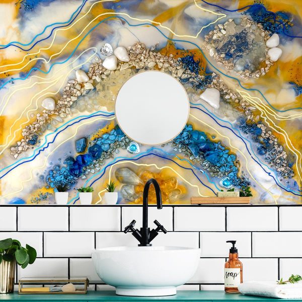 Fototapeta kompozycja malarska żywicą abstrakcja do łazienki