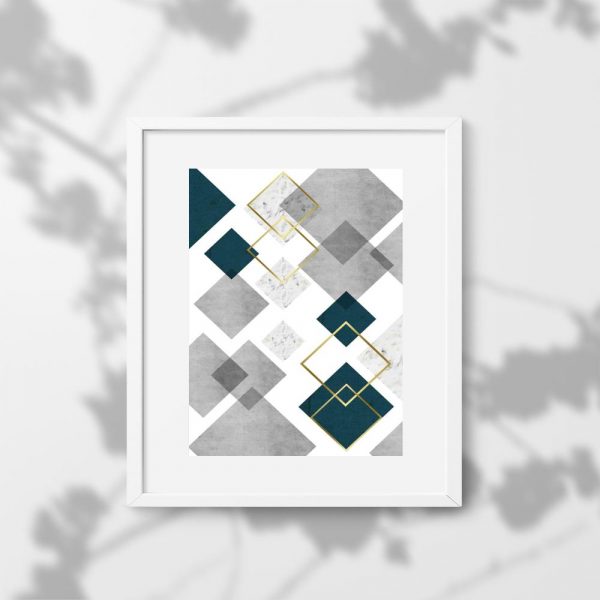 plakat szaro-granatowy