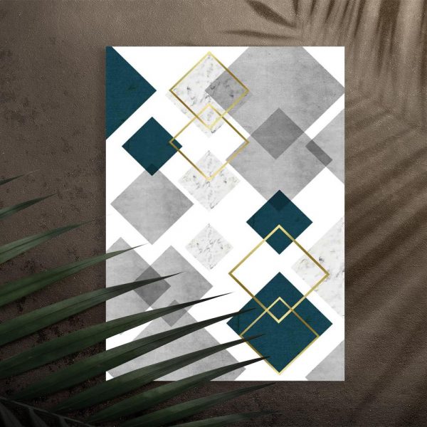 plakat do domu z motywem marmurowych kwadratów