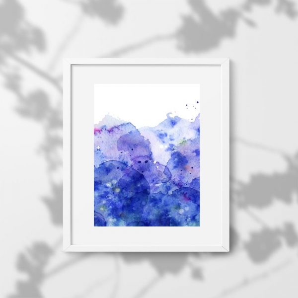 Plakat z abstrakcją w kolorystyce niebieskiej