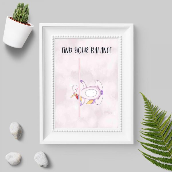 Plakat na ścianę studia pole dance - Find your balance