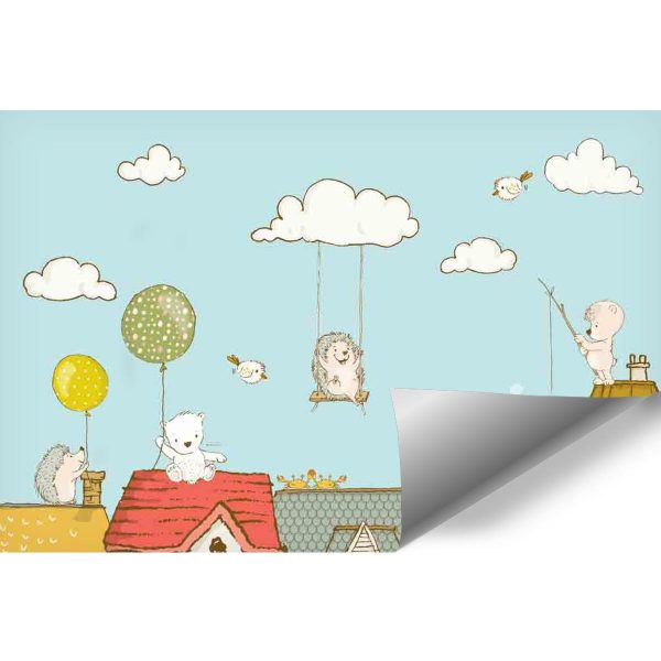 Fototapeta dziecięca przedstawiająca zwierzęta na tle nieba