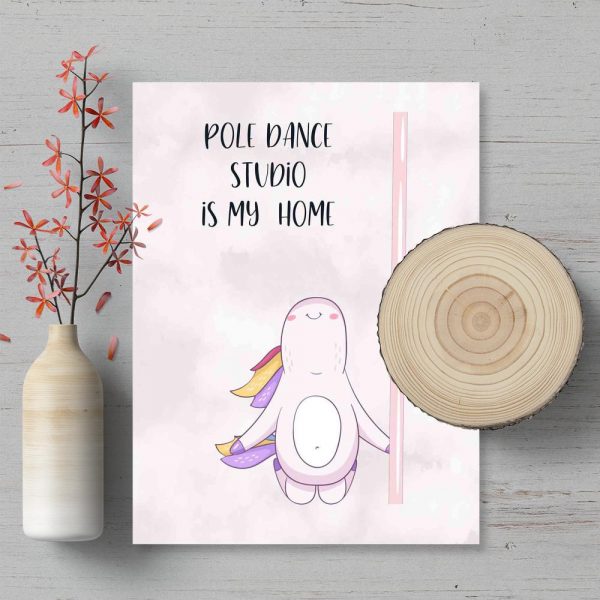 Plakat z jednorożcem do studia pole dance