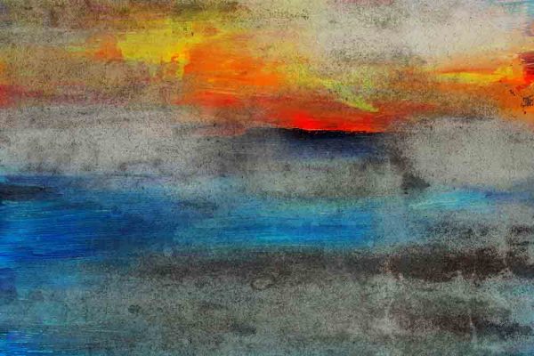 obraz z kolorowymi mazajami na betonie