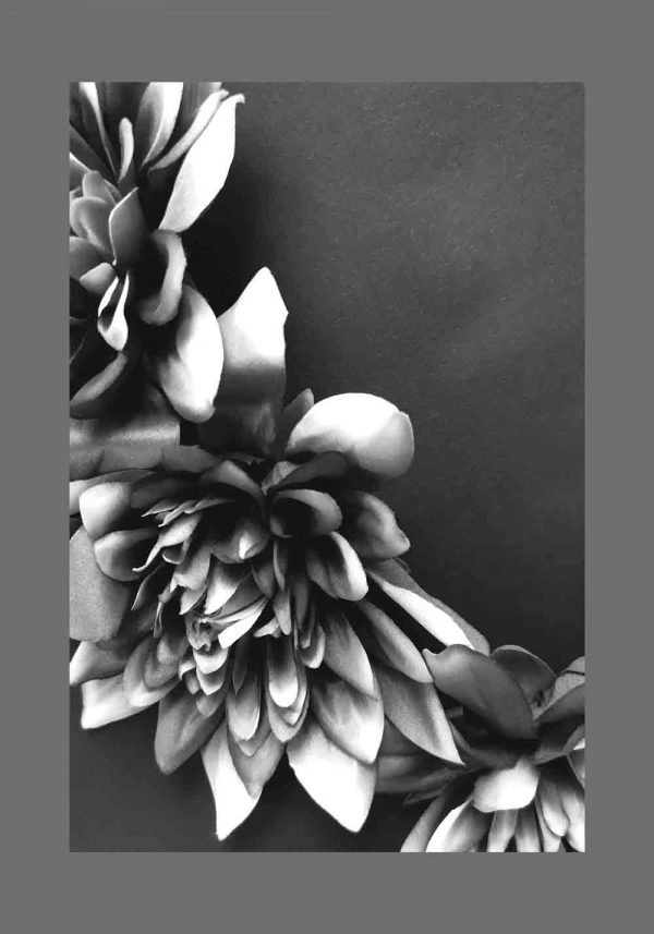 Plakat z kwiatami czarno-białymi